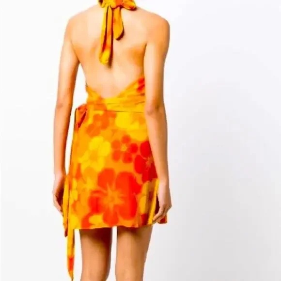 NWT Faithfull the Brand Odette Surfs Up  Halter floral print mini dress Size 2 - Picture 4 of 7